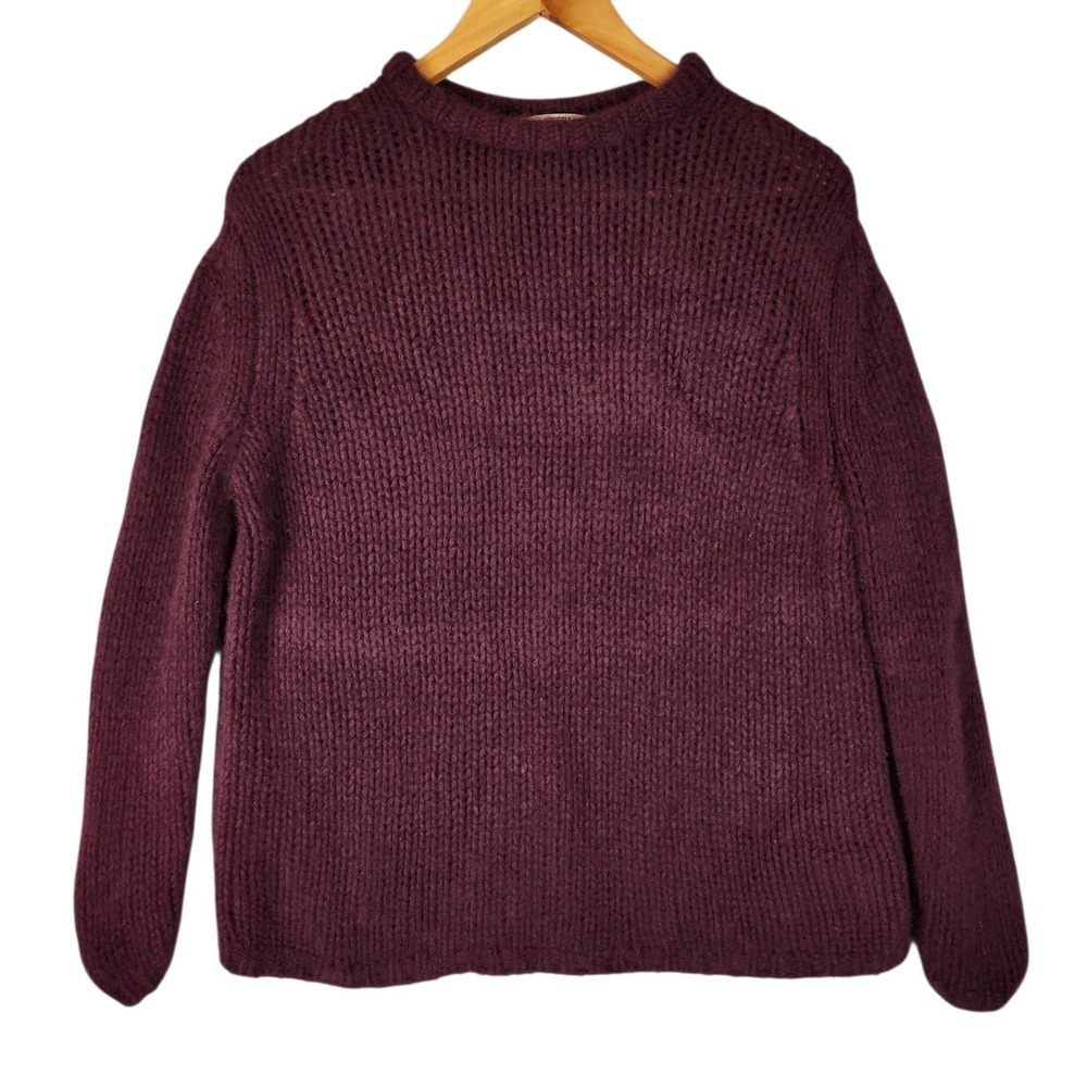 Aritzia Mesh Cashmere Sweater XS Plum Chunky Open Knit Oversized Pullover